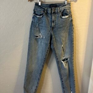 Aeropostale Blue Skinny Jeans with Distressed Details